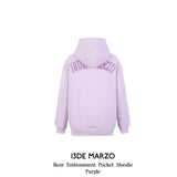 13DE MARZO | 2408 Bear Embossment Pocket Hoodie Purple