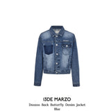 13DE MARZO | 2408 Doozoo Back Butterfly Denim Jacket Blue