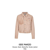 13DE MARZO | 2408 Doozoo Back Butterfly Denim Jacket Pink