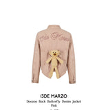 13DE MARZO | 2408 Doozoo Back Butterfly Denim Jacket Pink