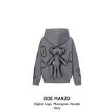 13DE MARZO | 2408 Digital Logo Monogram Hoodie Grey