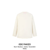 13DE MARZO | 2408 Real Shoelace Anime Sweatshirt White