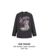 13DE MARZO | 2408 Real Shoelace Anime Sweatshirt Dark Grey