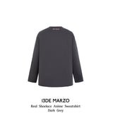 13DE MARZO | 2408 Real Shoelace Anime Sweatshirt Dark Grey