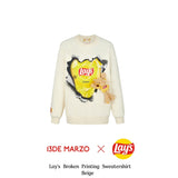 13DE MARZO | 2408 Lay's Broken Printing Sweatershirt Beige