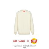 13DE MARZO | 2408 Lay's Broken Printing Sweatershirt Beige