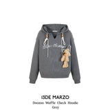 13DE MARZO | 2408 Doozoo Waffle Check Hoodie Grey