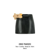 13DE MARZO | 2408 Bear Leather Bodycon Skirt Black