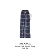 13DE MARZO | 2408 Doozoo Plaid Straight Pants Dark Blue