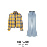 13DE MARZO | 2410 Plaid Shirt Jeans Blue