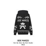 13DE MARZO | 2410 Fair Isle Bear Zip Knit Hoodie Black