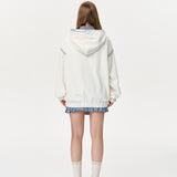 13DE MARZO | 2410 Friends Hangout Corduroy Zip Hoodie White