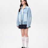 13DE MARZO | 2501 Bear Upside-down Denim Jacket Blue