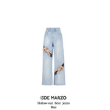 13DE MARZO | 2504 Hollow-outBearJeans Blue