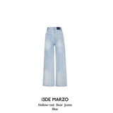 13DE MARZO | 2504 Hollow-outBearJeans Blue