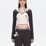 13DE MARZO | 2504 Faux Two-Piece Vintage Long Sleeve Dark Grey