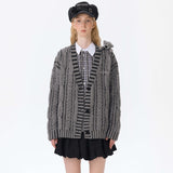 13DE MARZO | 2511 Bear Yarn Weave Cardigan Gery