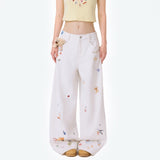 13DE MARZO | 2512 Bear Stickers Jeans White