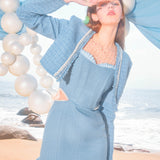 OZLANA SS2303 Veil of Water Open Work Mini Dress