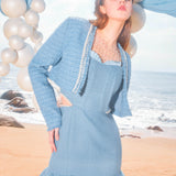 OZLANA SS2303 Veil of Water Open Work Mini Dress