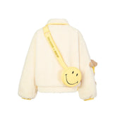 13DE MARZO | Messenger Bag Lamb Wool Coat, Winter White