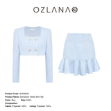 OZLANA SS2303 Elemental Tweed Skirt Set Blue