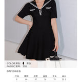 SOMESOWE SS2304 撞色海军领针织连衣裙