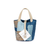 EMOTIONAL WORLD TIMELINE Vintage Bucket Bag, KHAKI INDIGO BORO 送珍珠链条