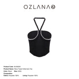 OZLANA SS2303 Wave Tweed Halterneck Top Black