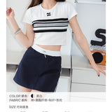 SOMESOWE SS2303 条纹针织层次拼接短袖