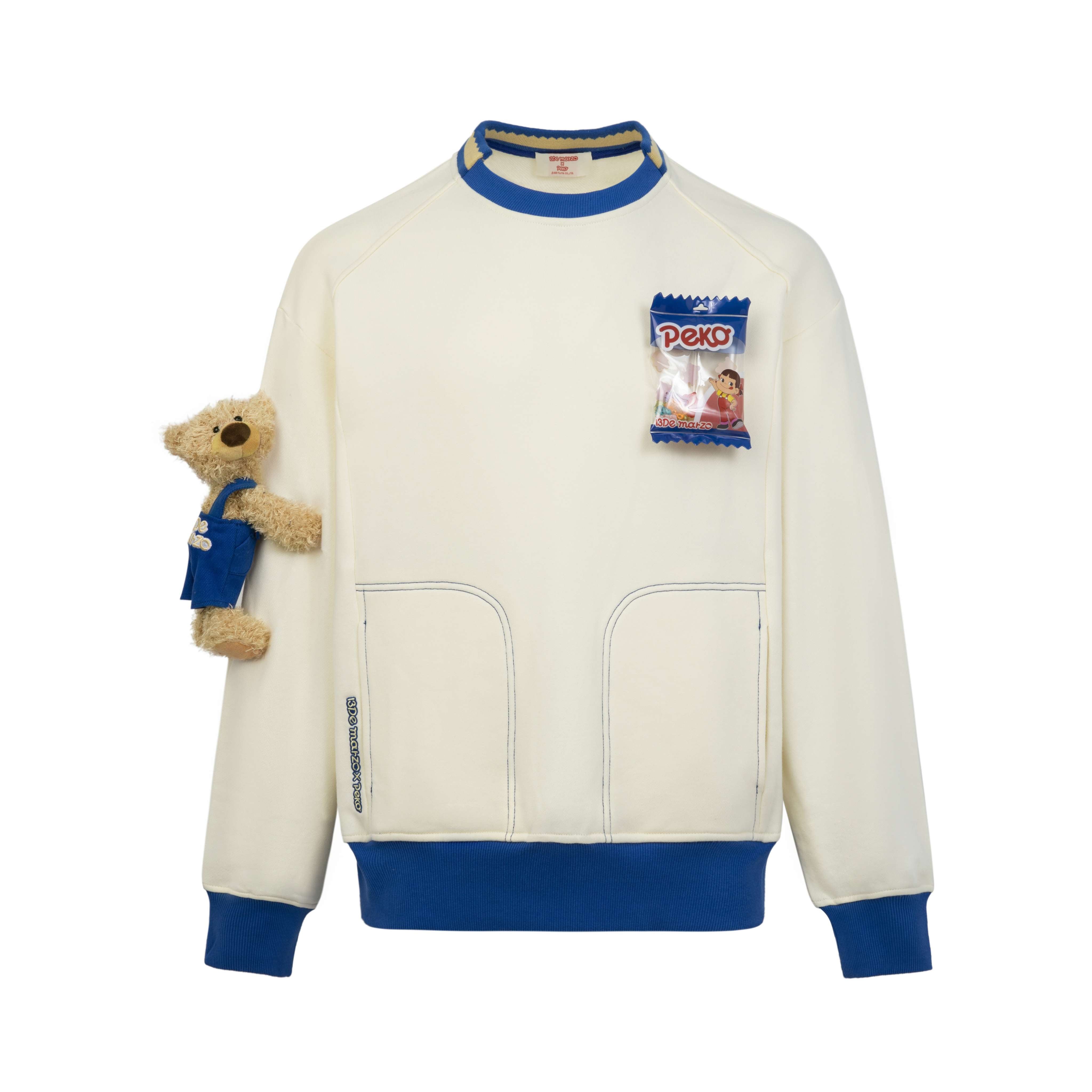 13DE MARZO  SS2308 Bear Retro Check Sweater Blue – Lines Up