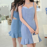 OZLANA SS2303 Veil of Water Open Work Mini Dress