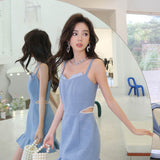 OZLANA SS2303 Veil of Water Open Work Mini Dress