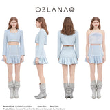 OZLANA SS2303 Elemental Tweed Skirt Set Blue