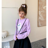 SOMESOWE 小奶猫毛球针织上衣 粉紫