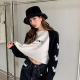 MacyMccoy 撞色拼接爱心毛衣 黑