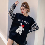 MacyMccoy 格子拼接兔子毛衣 黑