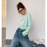 SOMESOWE 小奶猫毛球针织上衣 绿