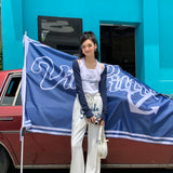 Via Pitti 海军风挂脖背心假两件T恤