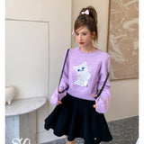 SOMESOWE 小奶猫毛球针织上衣 粉紫