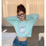 SOMESOWE 小奶猫毛球针织上衣 绿