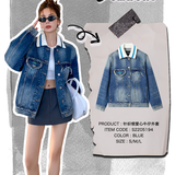 SOMESOWE 街头少女 针织领爱心牛仔外套