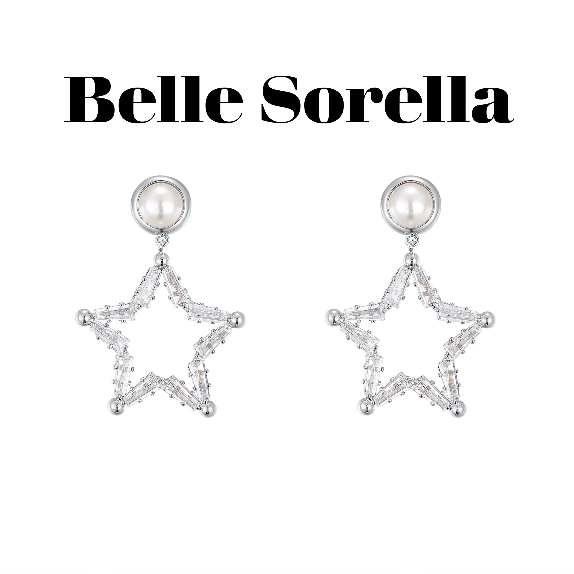 Belle Sorella 设计感轻奢星星拼接珍珠耳环