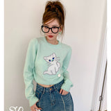 SOMESOWE 小奶猫毛球针织上衣 绿
