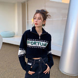 MacyMccoy 撞色拉链短款毛衣