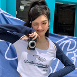 Via Pitti 海军风挂脖背心假两件T恤