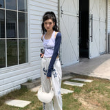 Via Pitti 海军风挂脖背心假两件T恤