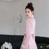 MeliMosa 拼色短款西服上衣高腰半身裙两件套