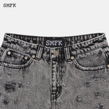 SMFK SS2303 荒野枪战牛仔短裤 灰雪花