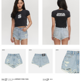 SMFK SS2303 荒野摇滚牛仔短裤 天蓝